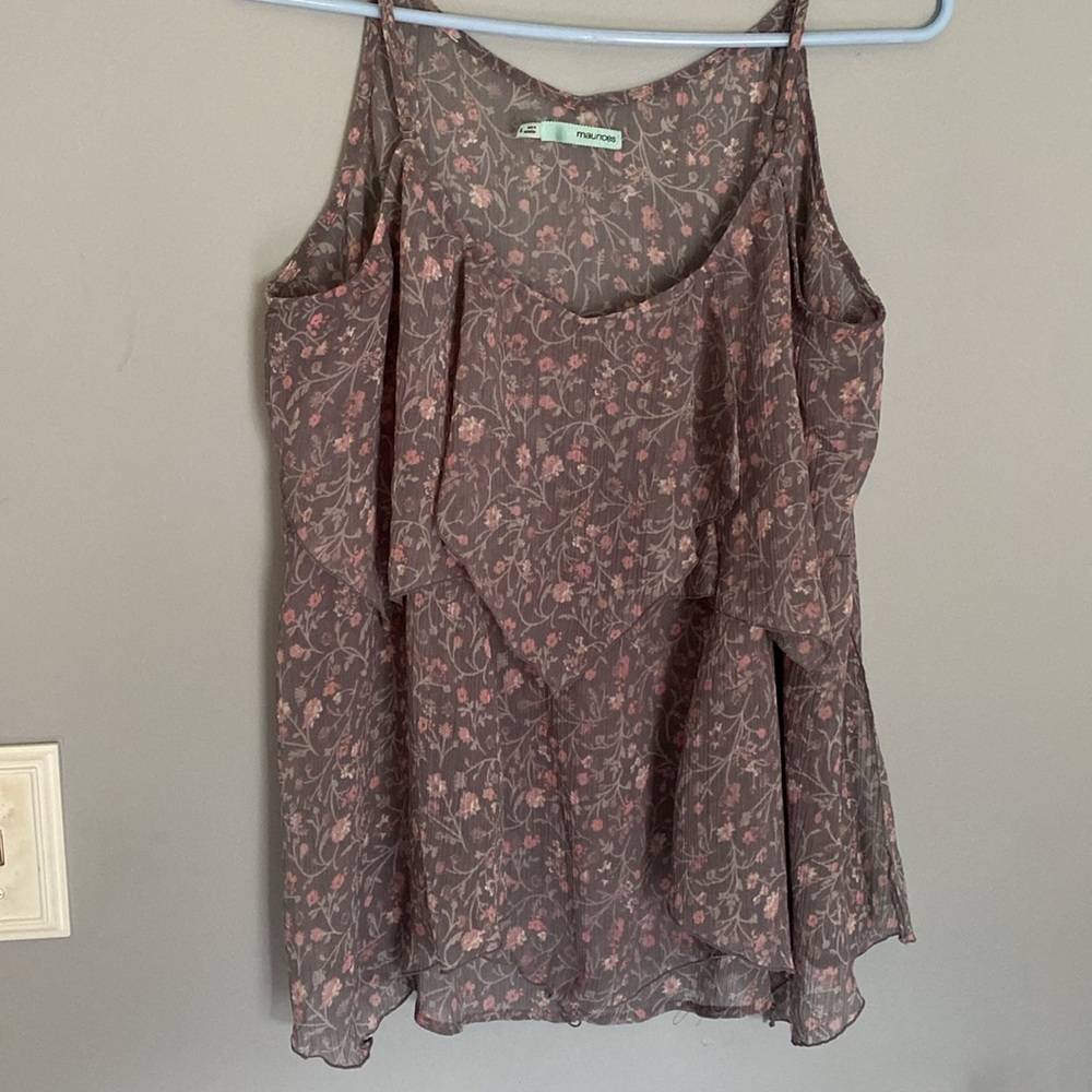 Maurices Gray and Pink Floral Tank